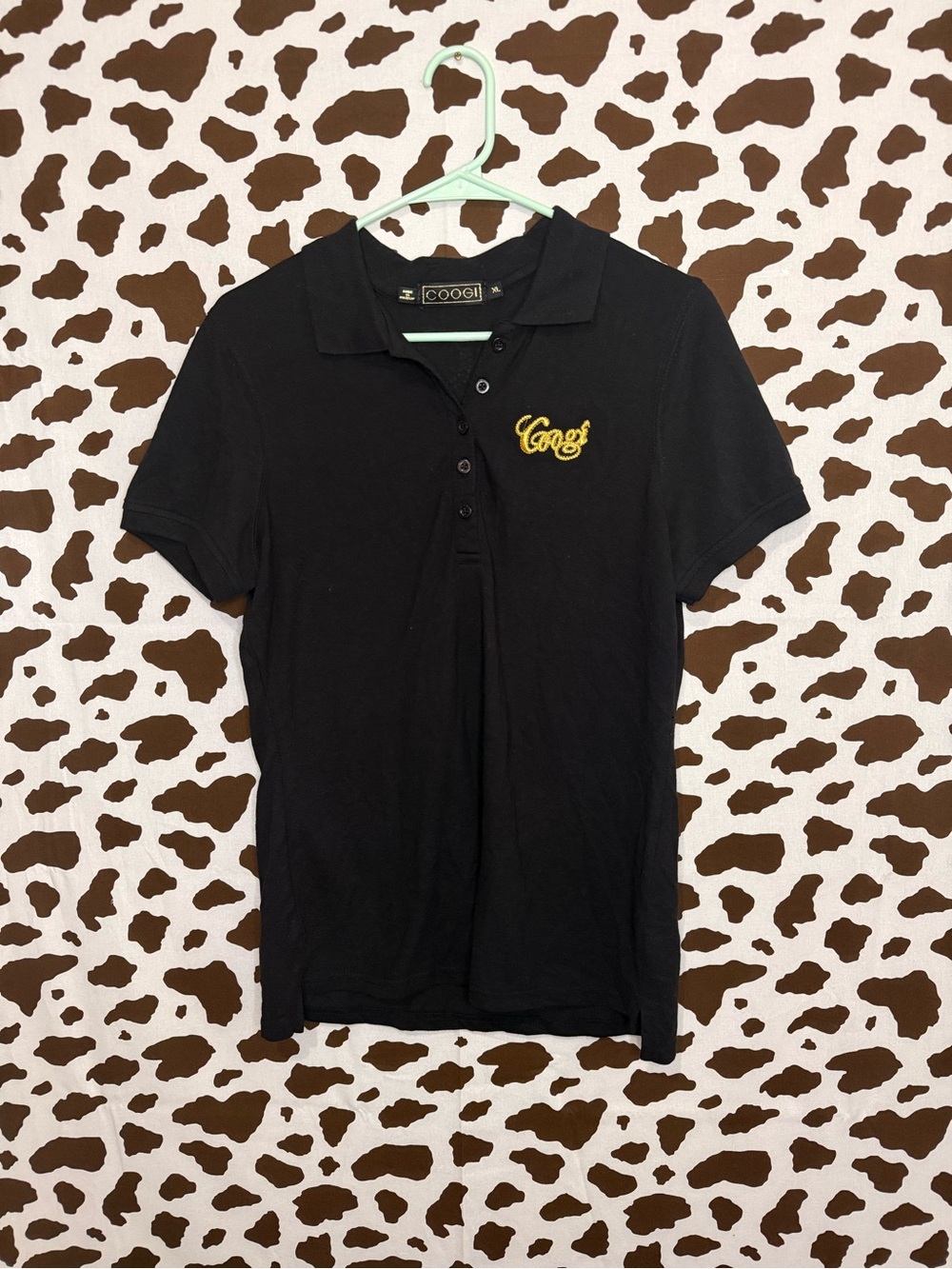 Coogi Women’s Black Polo Shirt XL Solid Embroidered Logo Short Sleeve Collared